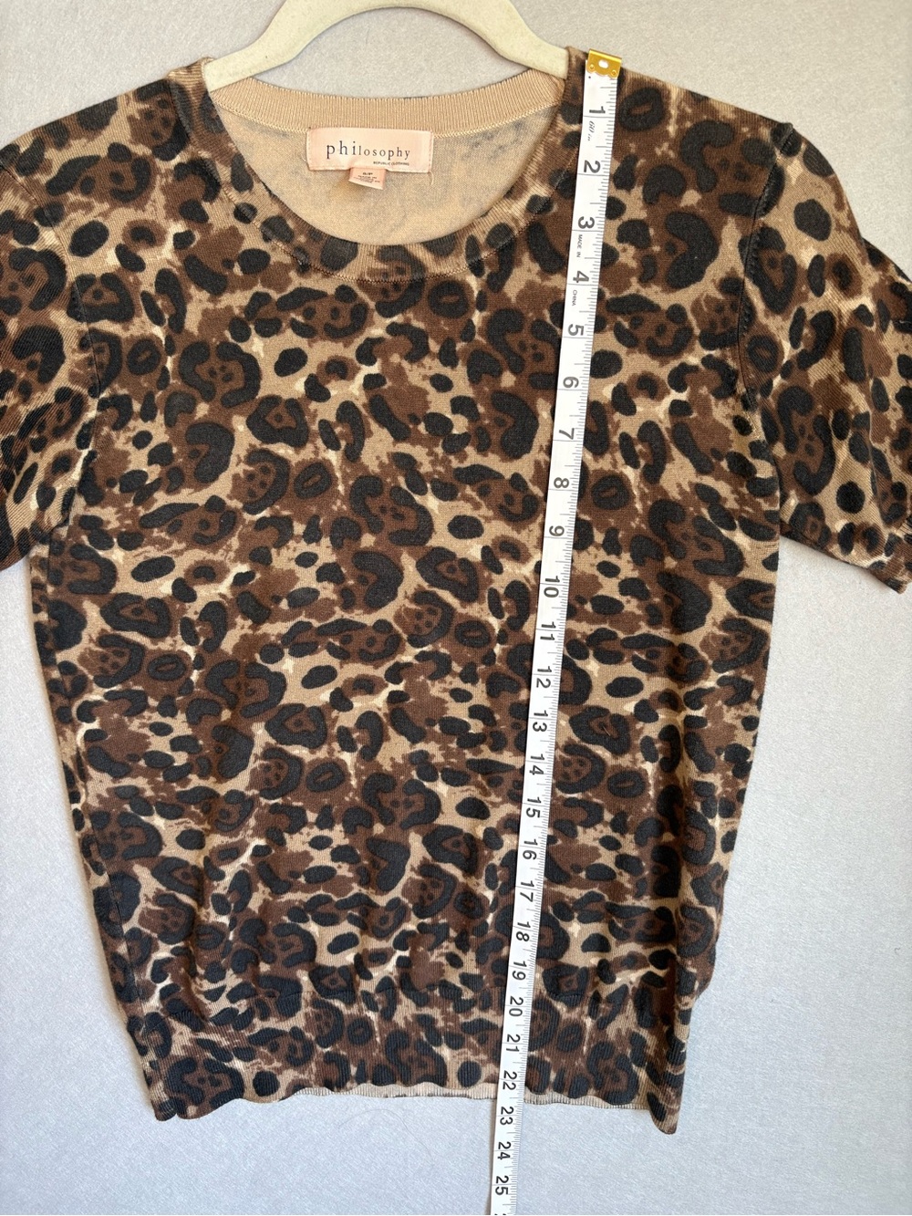Philosophy Leopard Print Short-Sleeve Viscose Top Sz S anthro chic Classic - Picture 5 of 6